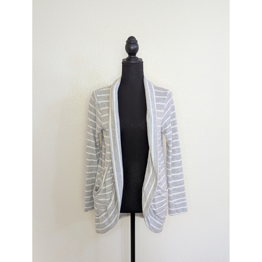 Flashmob Gray & White Striped Women's Sweater‎ Cardigan